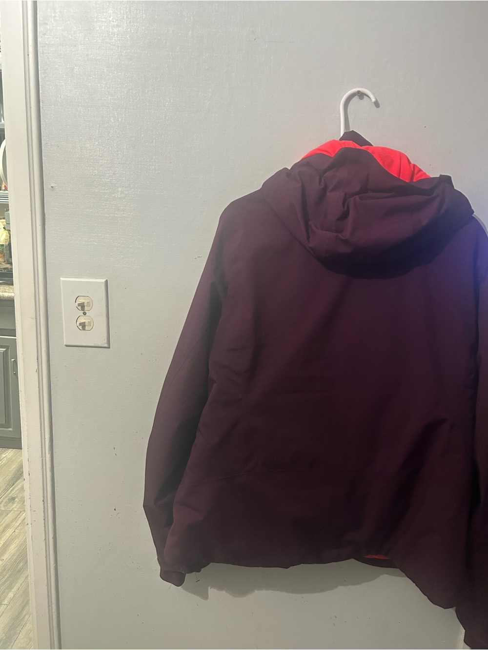 Women's Plum Ski Jacket with Neon Coral Trim - Picture 5 of 5